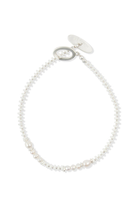 Pranella Akari White & Pearl Silver Short Necklace